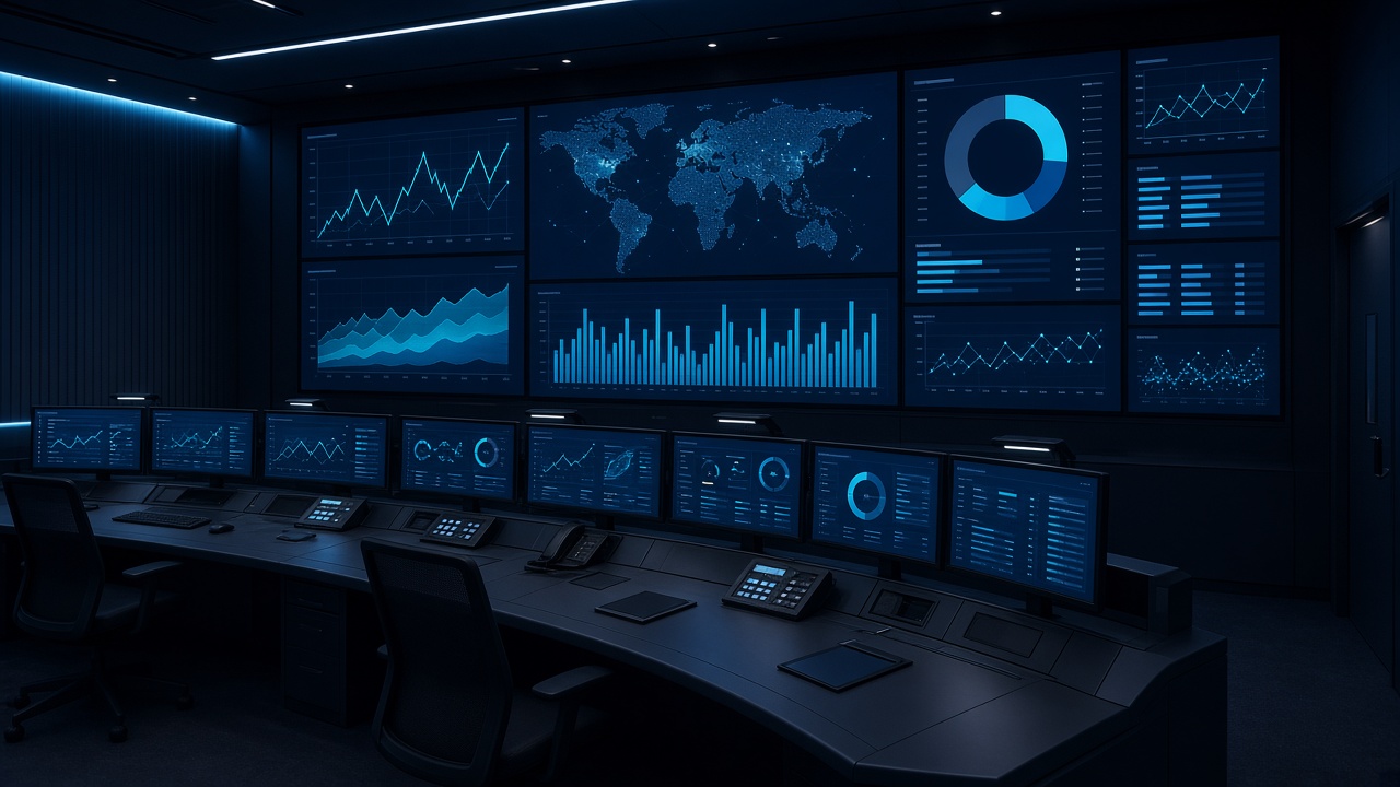 Operations control room with wall screens